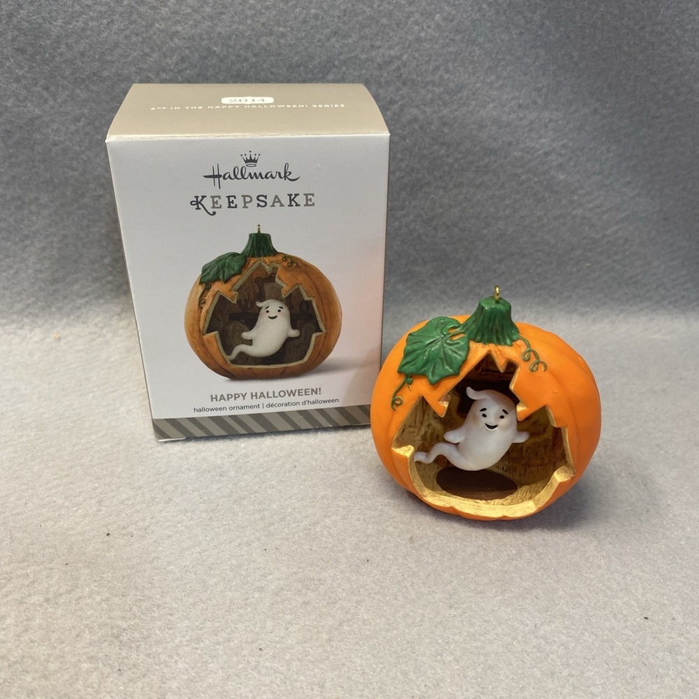 2014 Hallmark - #2 HAPPY HALLOWEEN - Ghost in PUMPKIN - Keepsake Ornament